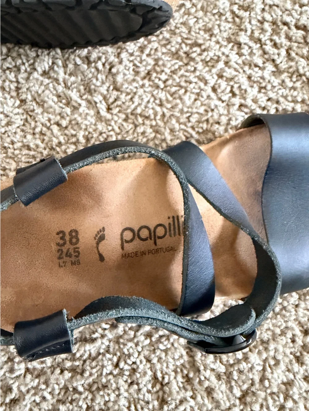 Birkenstock Papillio Black Leather Wedges